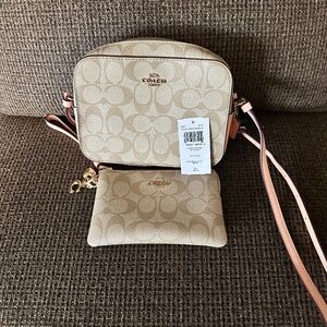 Coach khaki and light blush crossbody authentic set